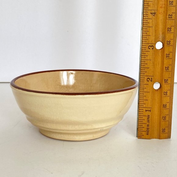 Handmade Stoneware Rice Bowl Signed AJ 16 With Scenic Tree Bird Design Beige - Picture 5 of 6